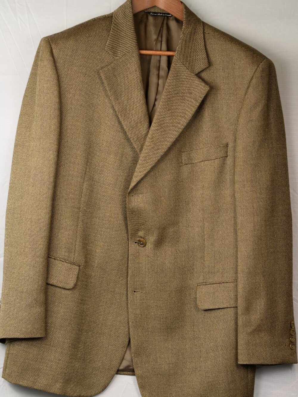 Jack Victor 100% Italian Cashmere Golden Tan Tweed Sport Coat Made in Canada 48R